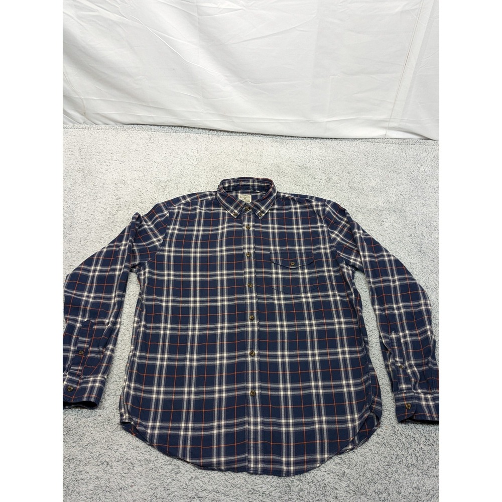 J. Crew Flannel Shirt Button Up Western Plaid Blue Workshirt Mens Medium Cotton